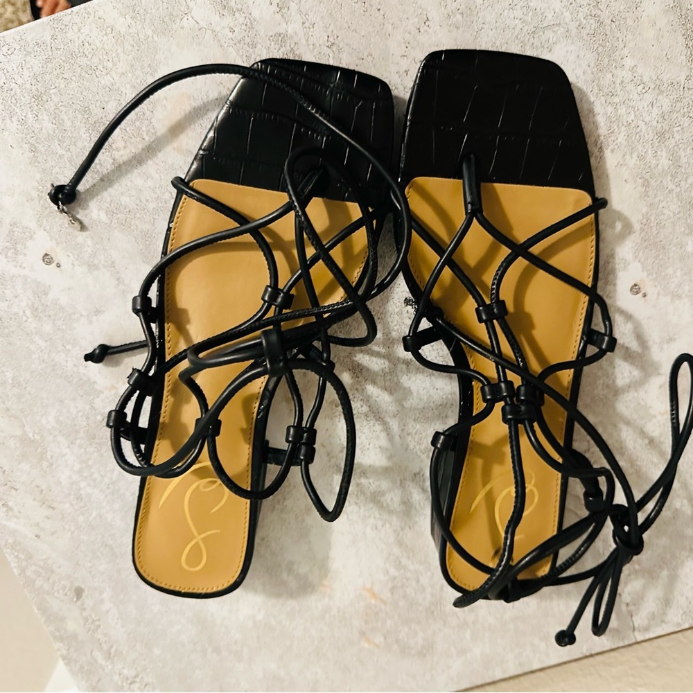 Sam Edelma Black DAFFY SANDAL Elegant Black Strappy Sandals Size 7.5 - Picture 4 of 12